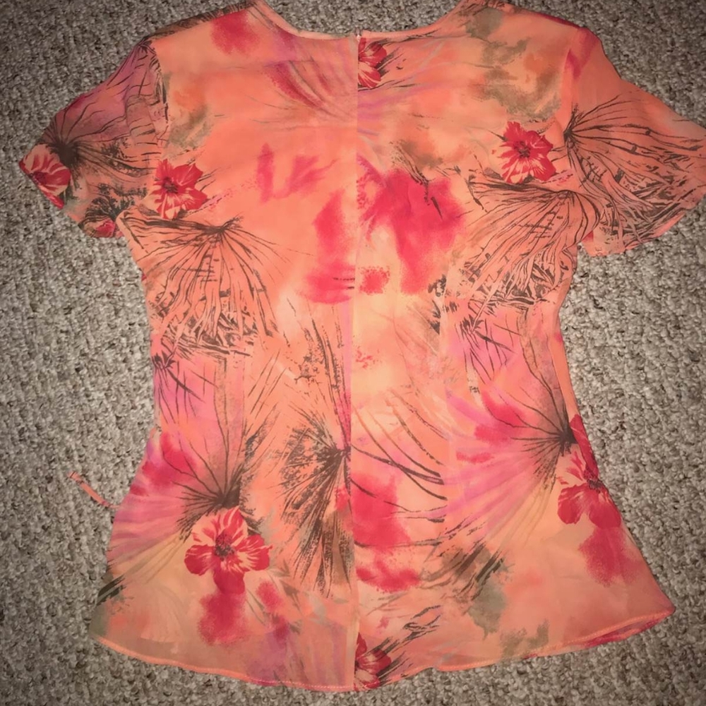 Frank Lyman Design Orange and Red Floral Top